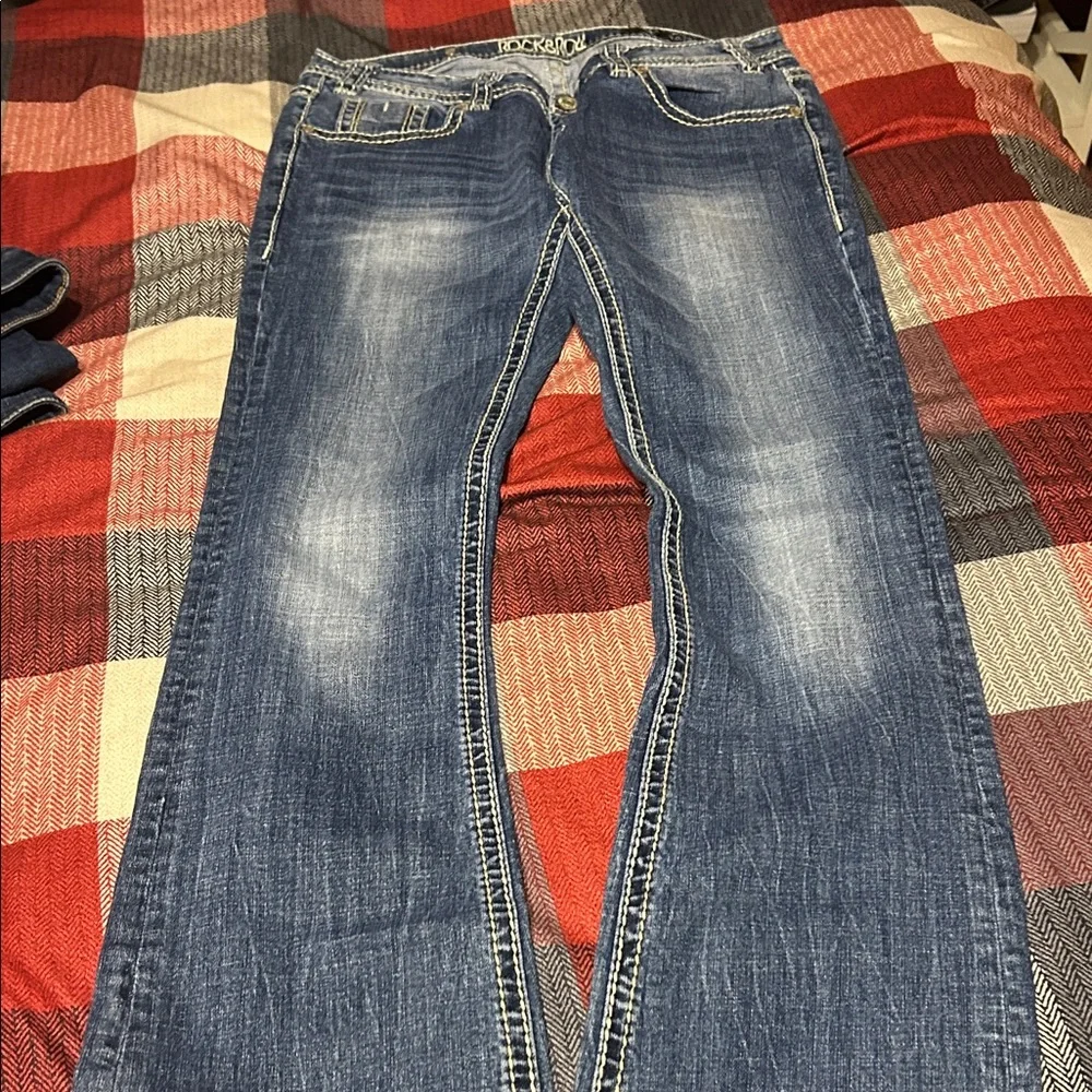 Rock & Roll Cowgirl Blue Boot Cut Jeans - Picture 3 of 7